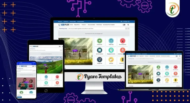 Air Flex Blogger template on desktop, tablet, and mobile screens