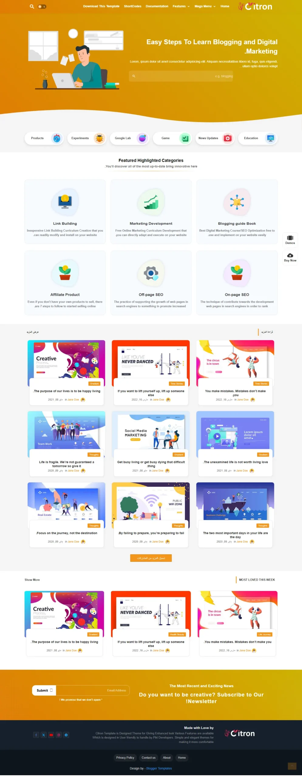 Citron-RTL-version-blogger-template-free-download