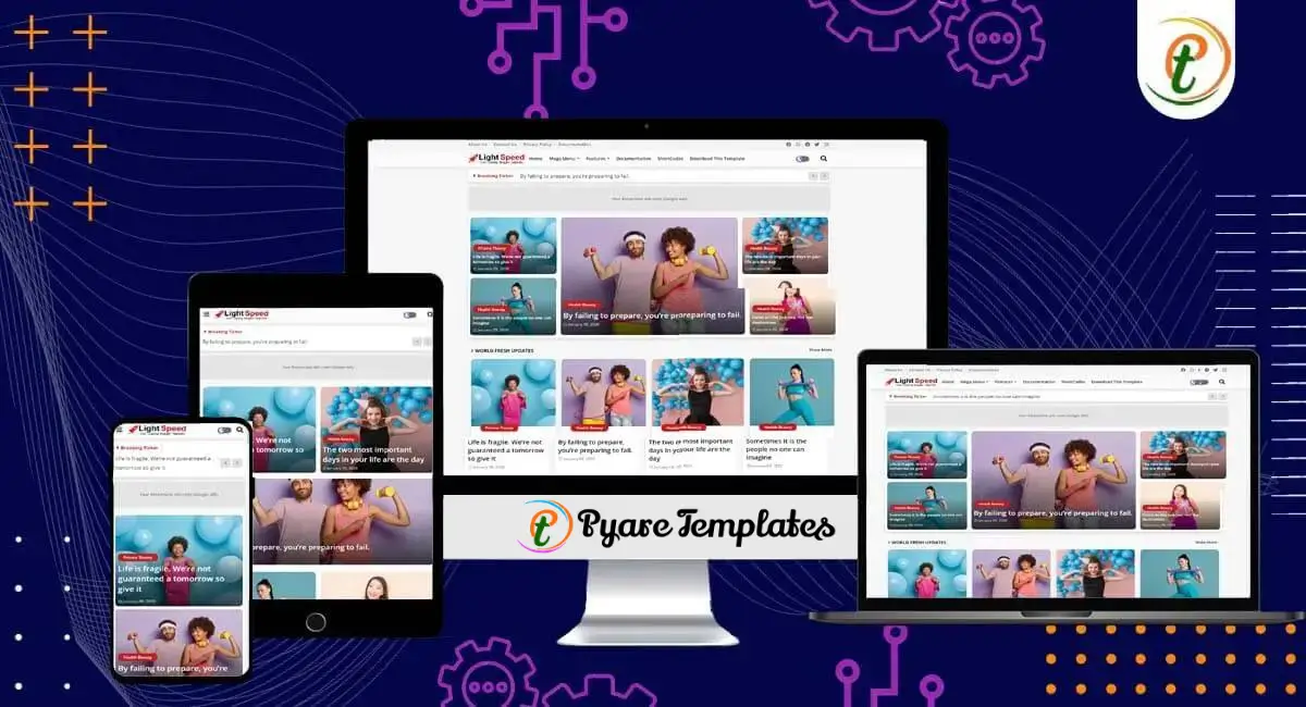 Light Speed Blogger template on mobile, tablet, and desktop