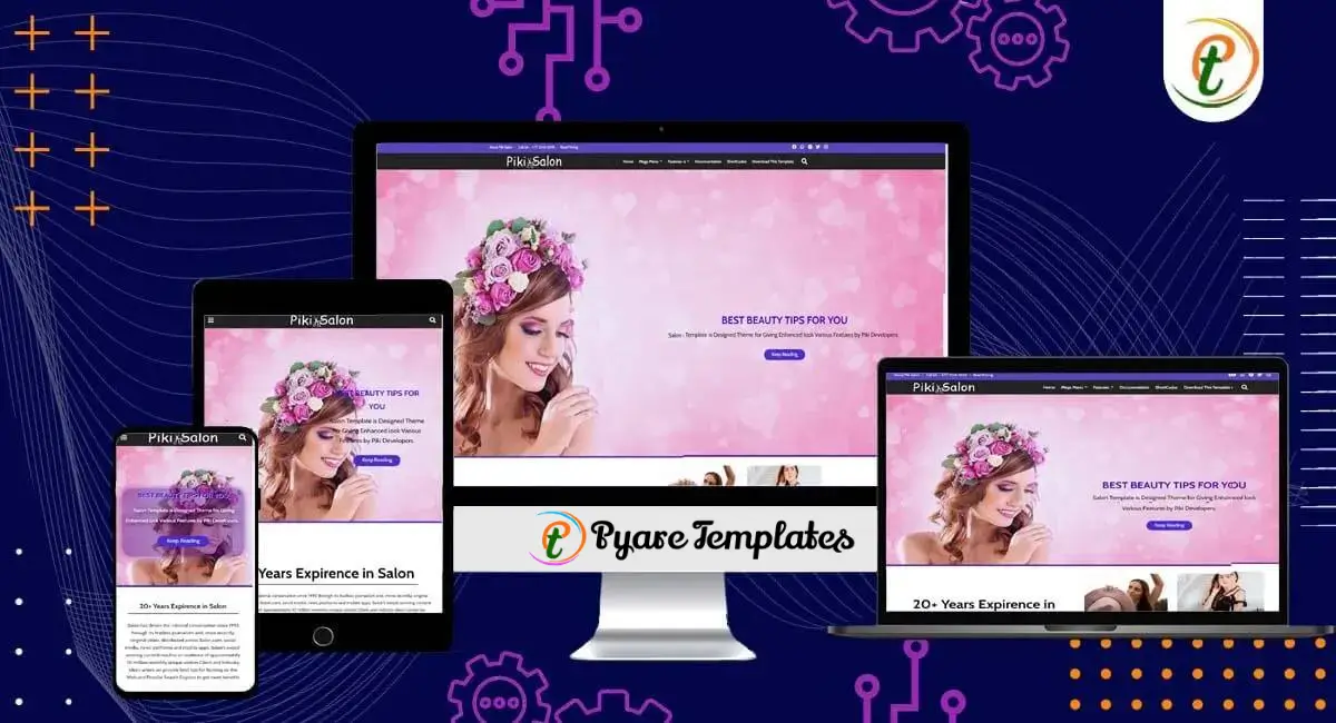 Piki Salon Blogger template showcasing large beauty portfolio