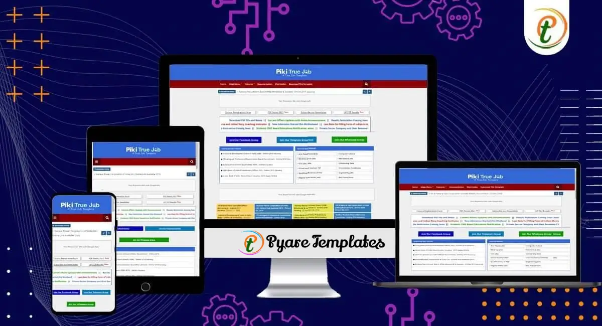 Piki True Job Blogger template showing job listings and education portal style