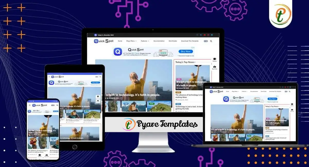 Quick Spot Blogger template with magazine layout slider and featured posts
