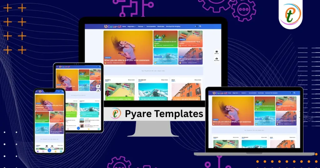 Color UI Blogger template demo showing colorful layout, fast loading indicator, and shortcode features