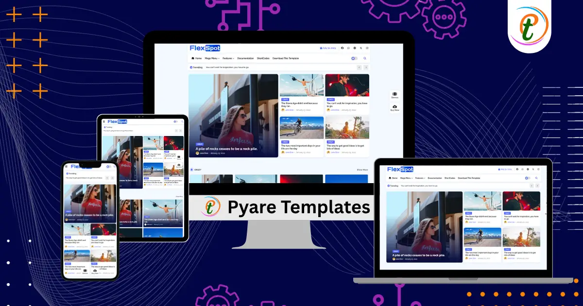 FlexSpot Blogger template demo featuring magazine-layout homepage, trending ticker, fast loading indicators, and shortcode tools.