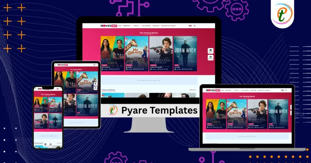 Movie Hut Blogger template screenshot showing video review sections in media‑style layout
