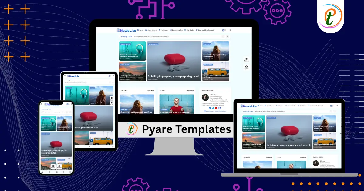 NewsLite Blogger template demo with magazine layout, featured post slider, and fast loading performance metrics.