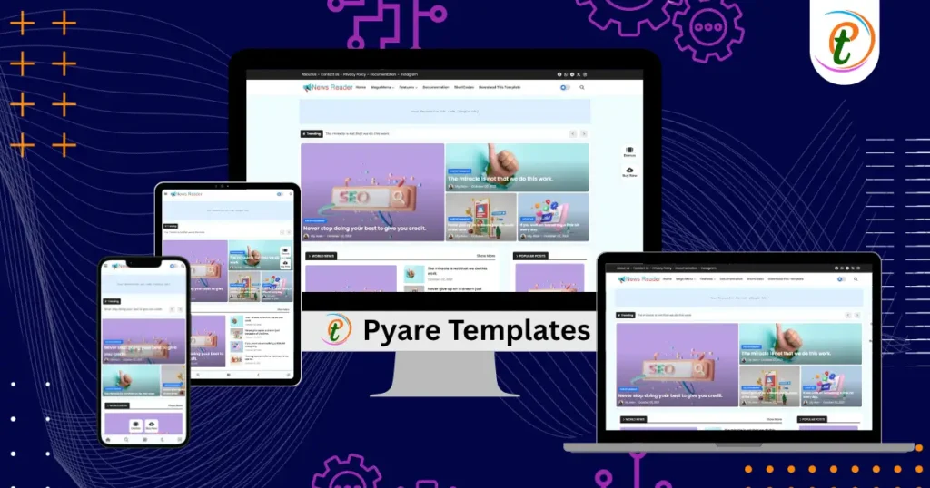 Screenshot of News Reader Blogger template showing magazine style layout