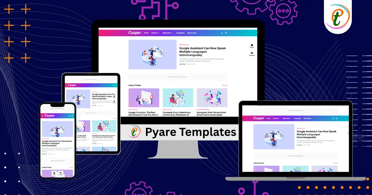 Casper Blogger Template homepage showing clean, responsive grid and flexible ad placements.