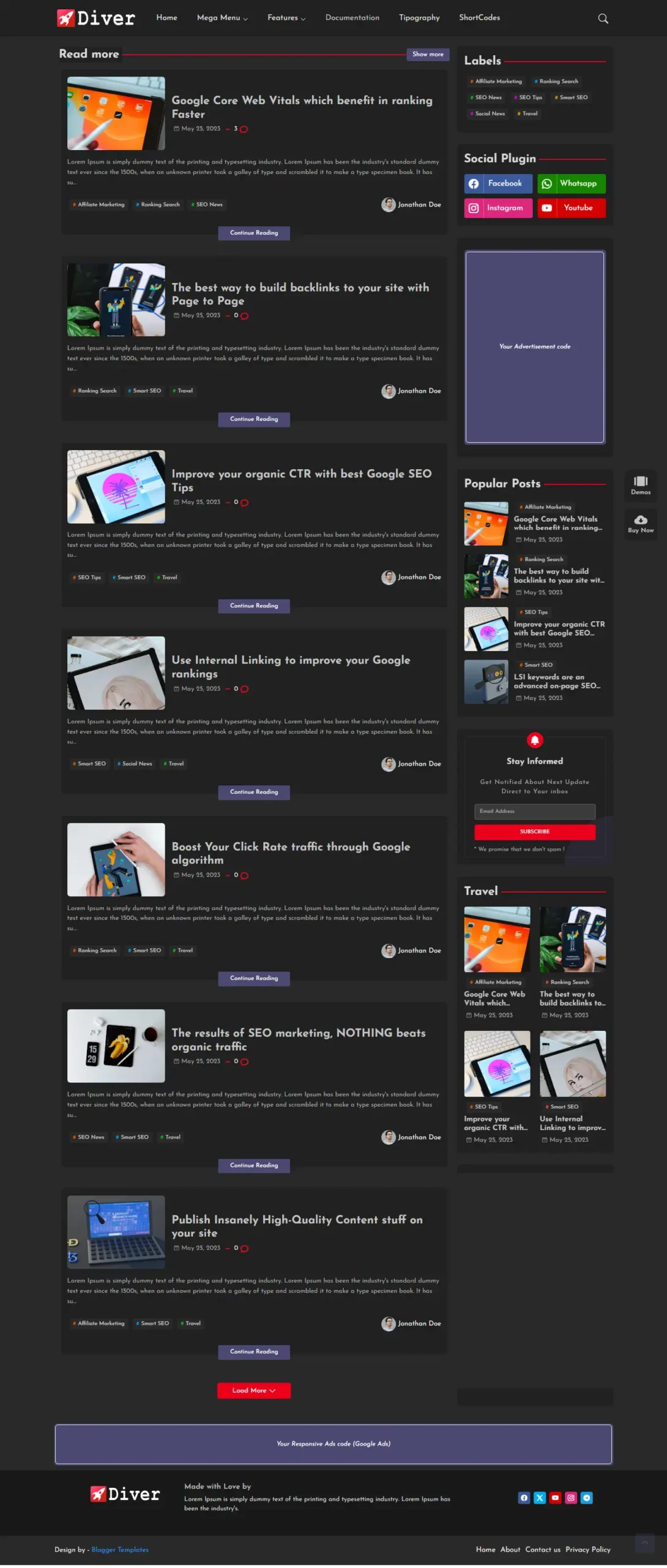 Diver-Premium-Blogger-Template-Dark