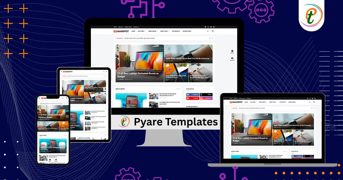 Magspot Blogger Template homepage showcasing mega menu, featured posts, ticker news, and responsive design.