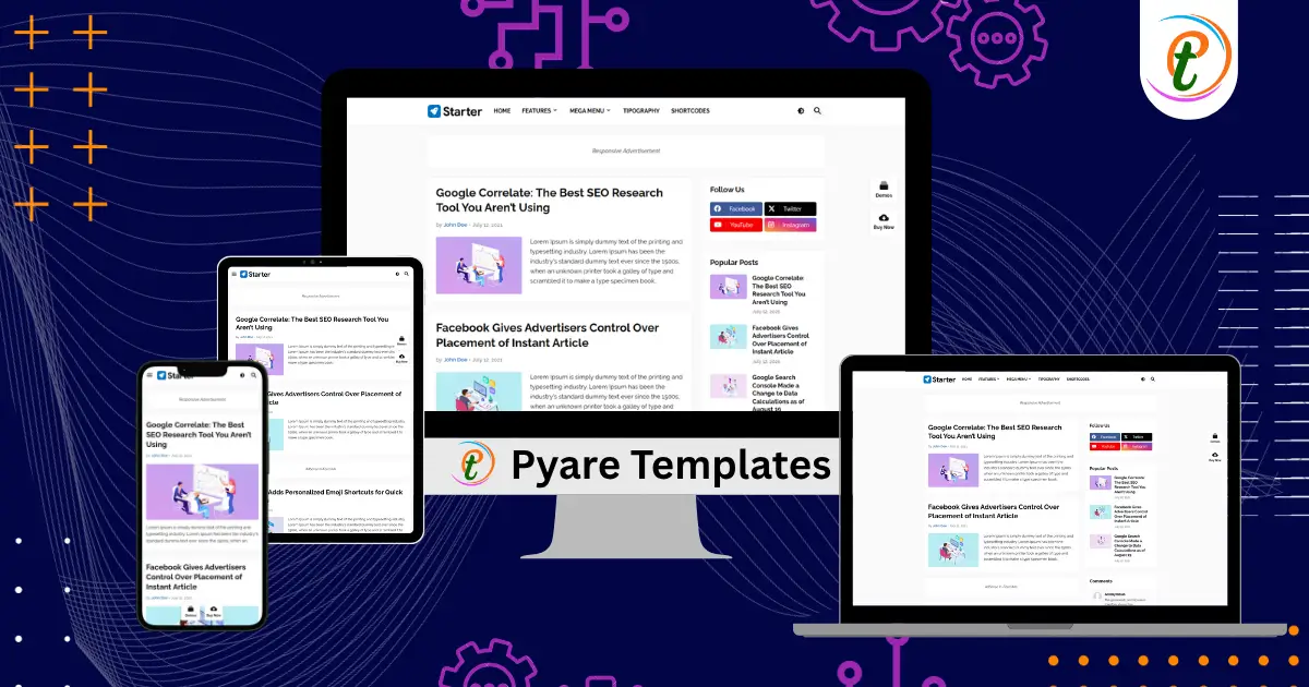 Starter Blogger Template homepage with clean layout, dark mode, and flexible ad placements.