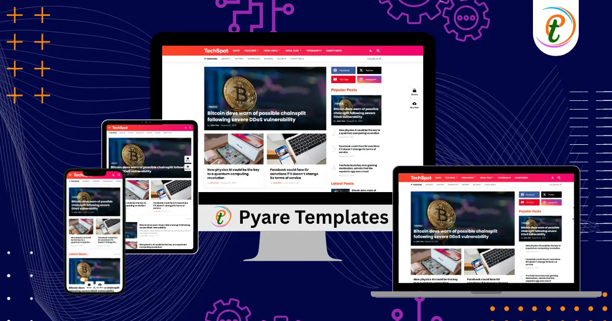 TechSpot Blogger Template homepage with grid layout, dark mode, and advanced ad placements.