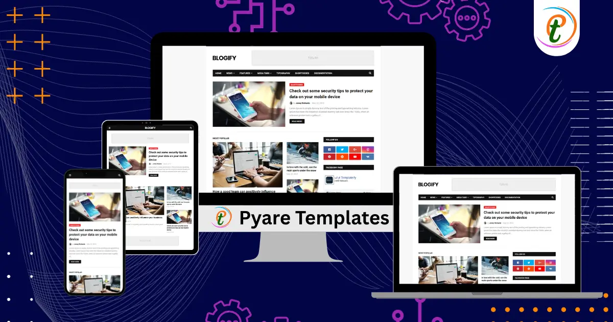 Blogify Responsive Blogger Template featuring fixed menu, sidebar tabs, and modern layout