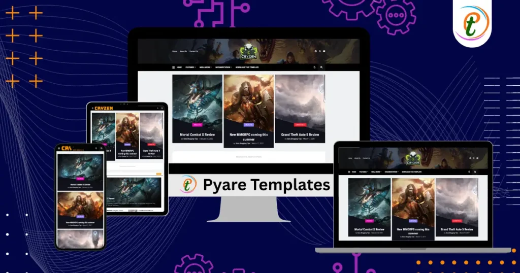 Cryzen gaming Blogger template responsive layout screenshot