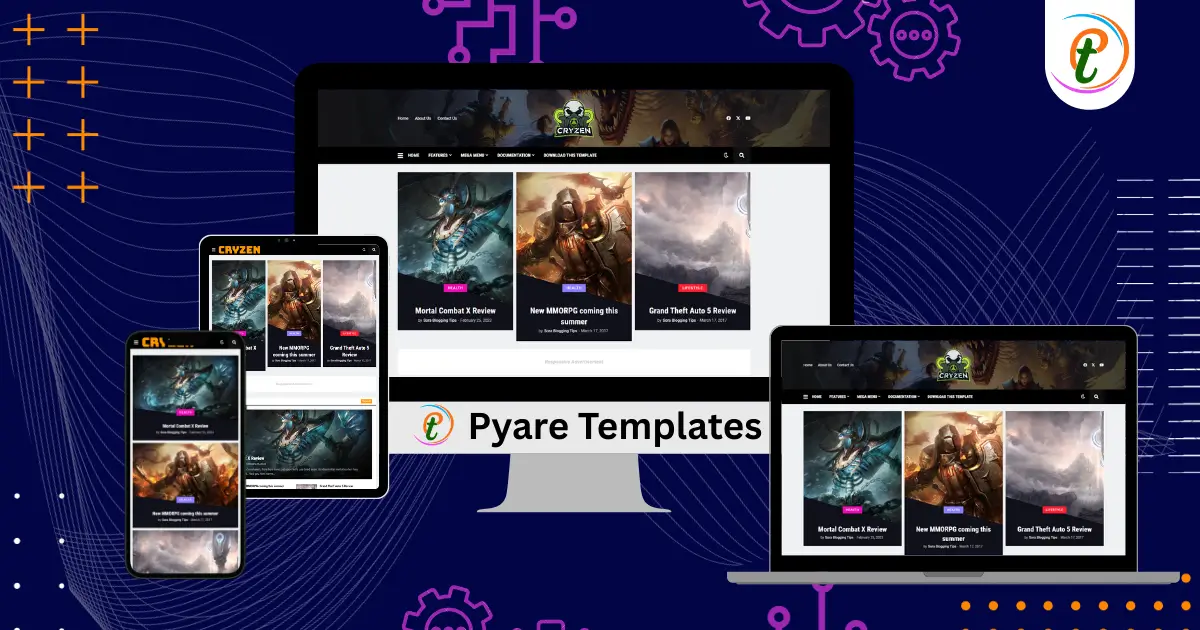 Cryzen gaming Blogger template responsive layout screenshot