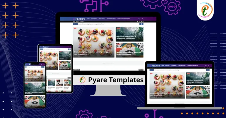 Flexify Blogger Template showcasing modern magazine layout on desktop and mobile