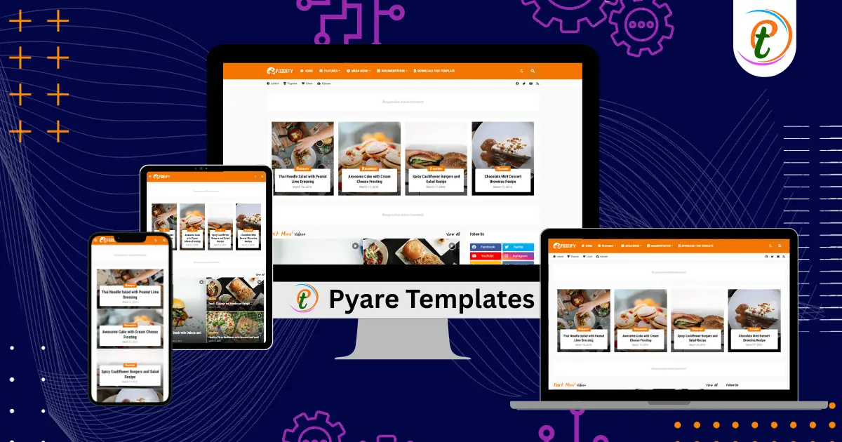 Foodify Blogger template screenshot with elegant restaurant layout