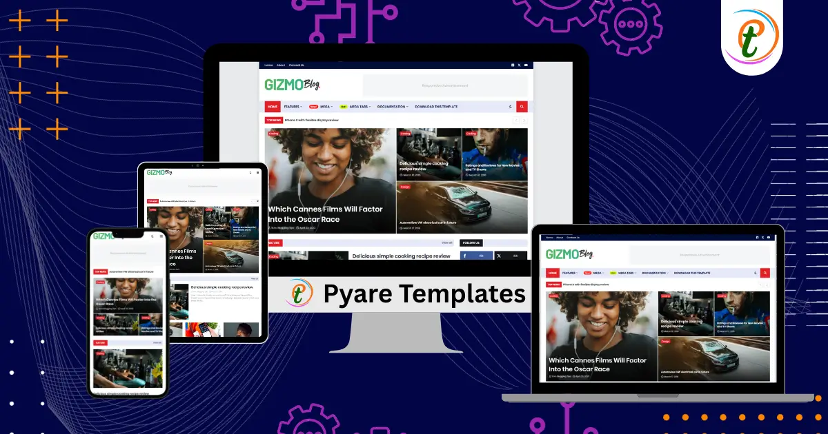 Gizmo Blog template showing a clean, newspaper-style tech layout
