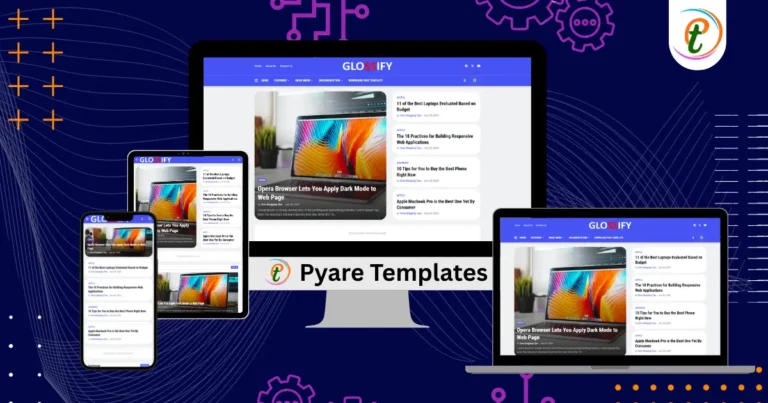Glossify Blogger Template screenshot featuring responsive design and mega-menu