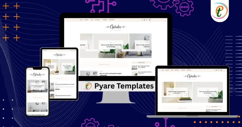 Ophelia Beauty Blogger Template with clean layout, slider, and fixed sidebar