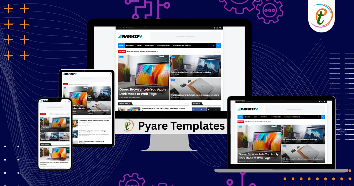 Rankify Blogger Template screenshot showcasing clean magazine layout