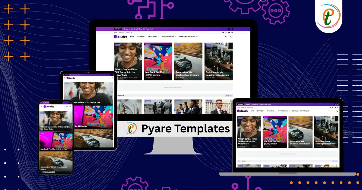 Saxify magazine-style Blogger template screenshot