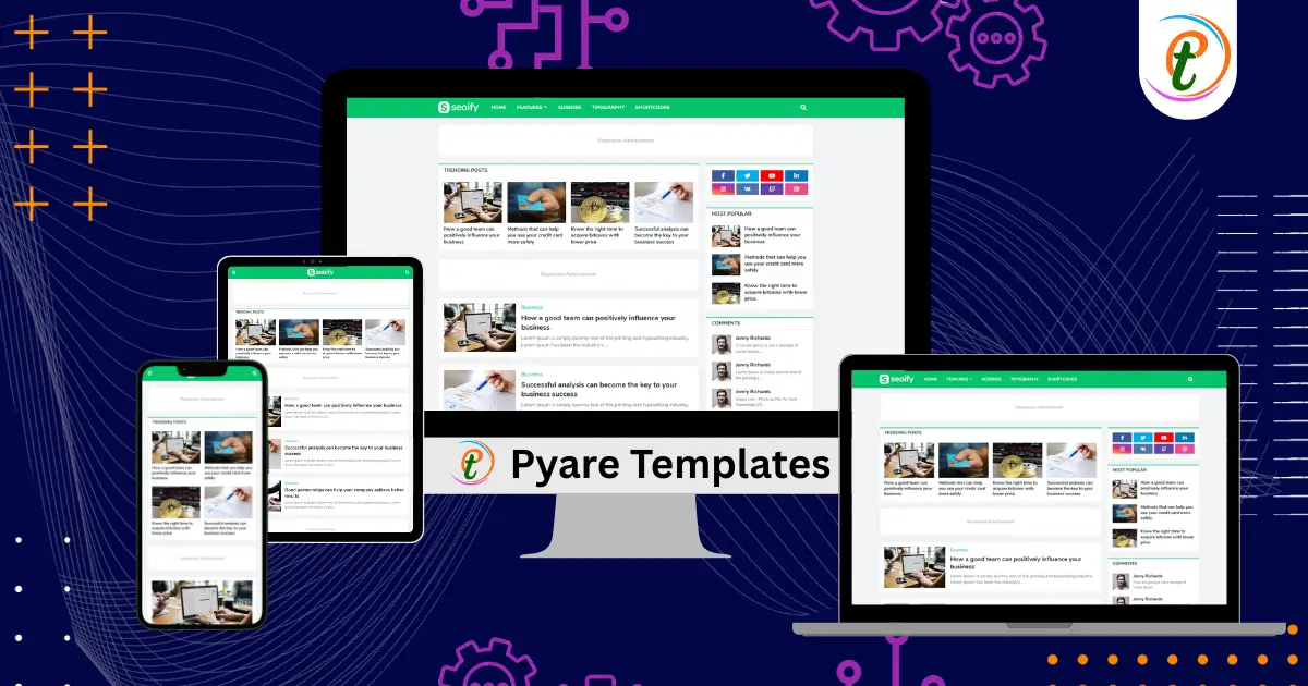 SEOify Blogger Template showcasing mega menu, ad zones, and dark mode option