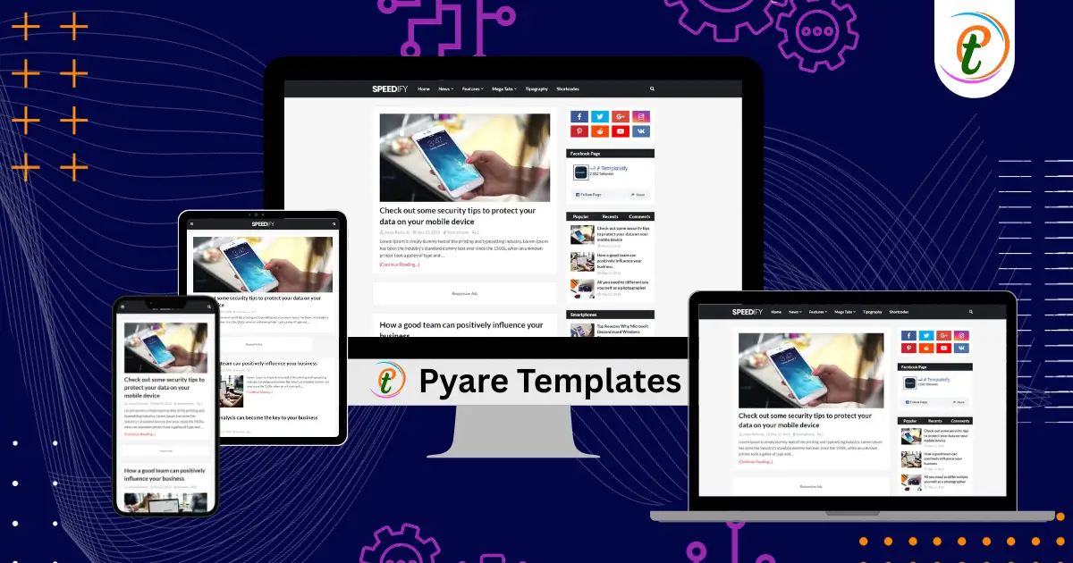 Speedify Premium Blogger Template featuring responsive layout with sidebar and mega menu