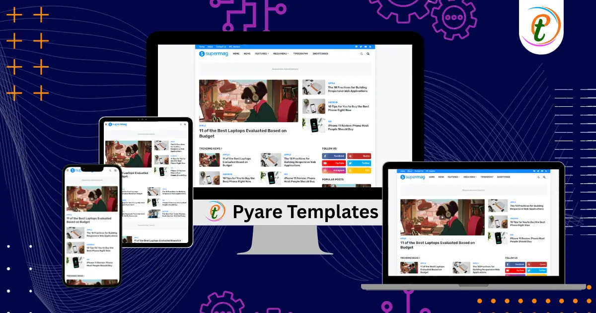 SuperMag Blogger Template with mega menu, RTL support, dark mode, and ad zones