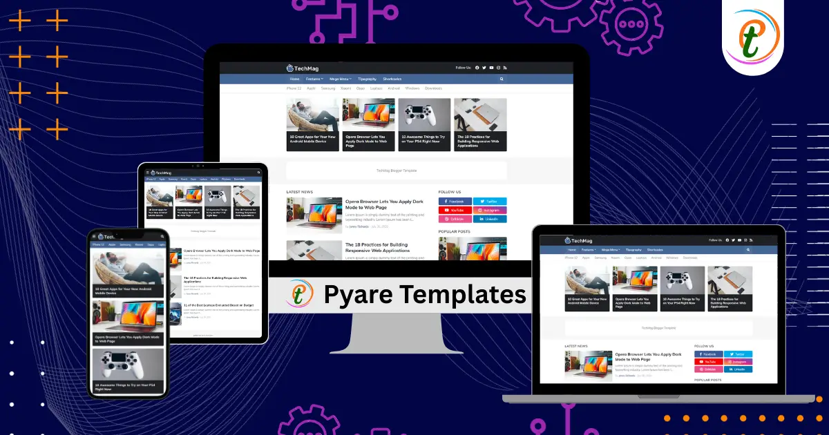 TechMag Blogger Template with dark mode toggle, RTL support, and AJAX mega menu