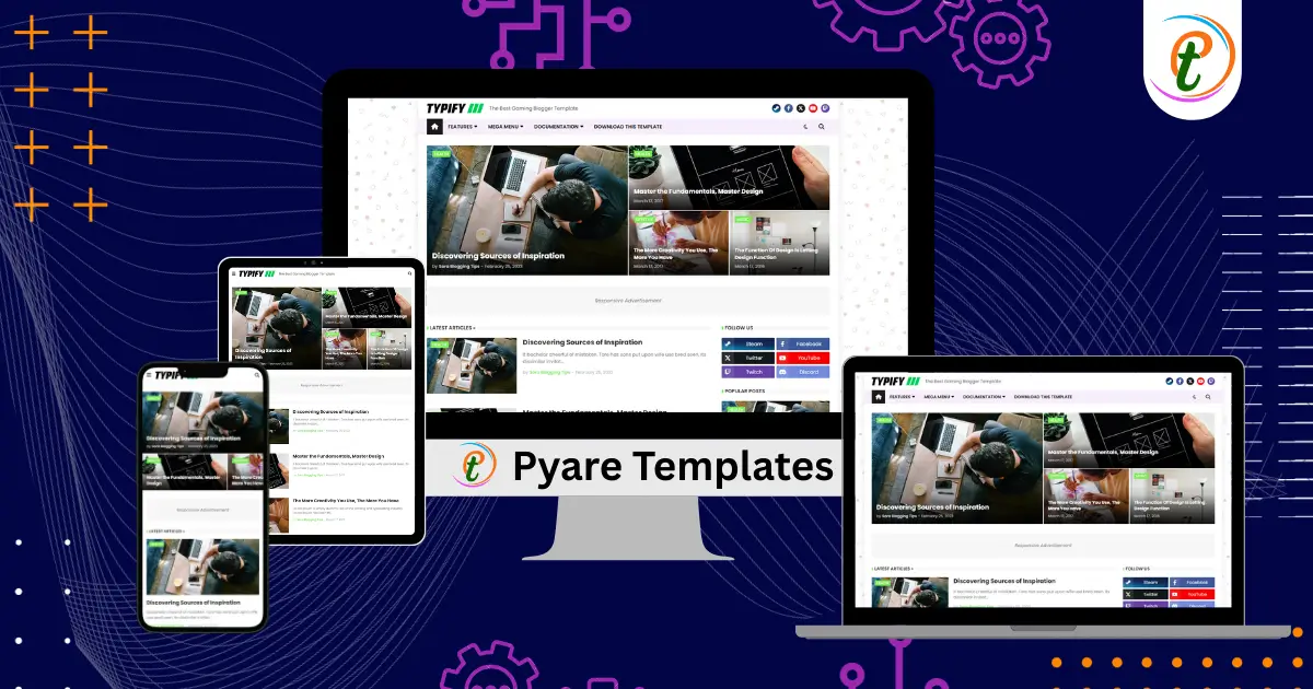 Typify Blogger Template preview—minimal, modern layout on desktop and mobile