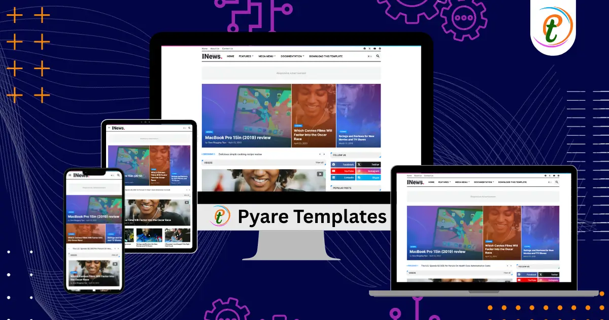 iNews Blogger Template preview showing clean news magazine grid layout