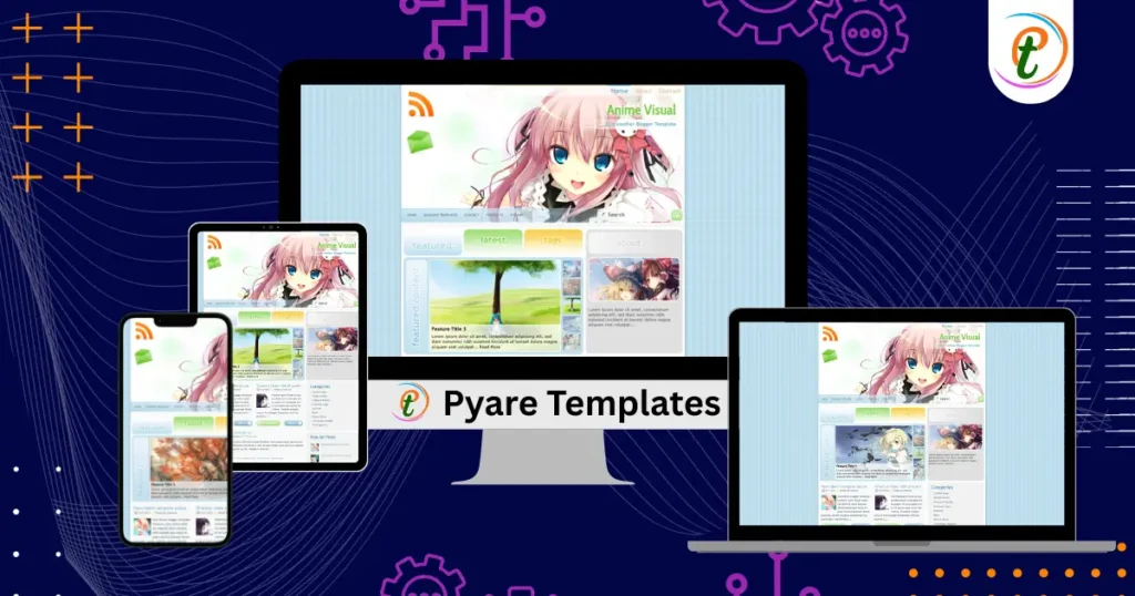 Anime Visual Blogger Template anime style blue background layout