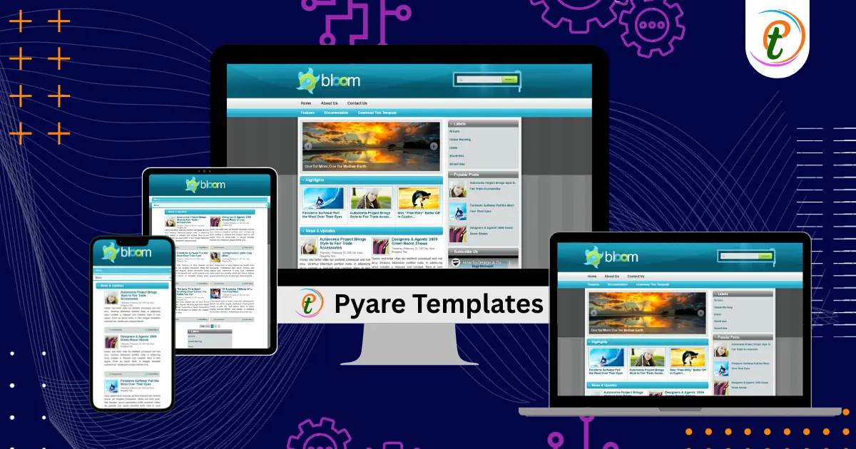 Bloom Blogger Template Responsive Blue Layout